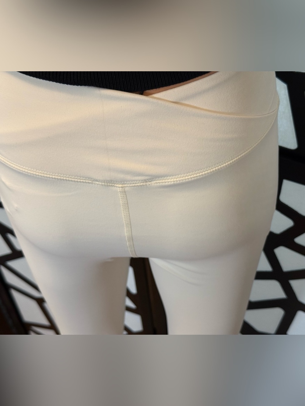 TicToc Crossover Waist Band Flare Leggings. Ecru color. NWT - Picture 6 of 8